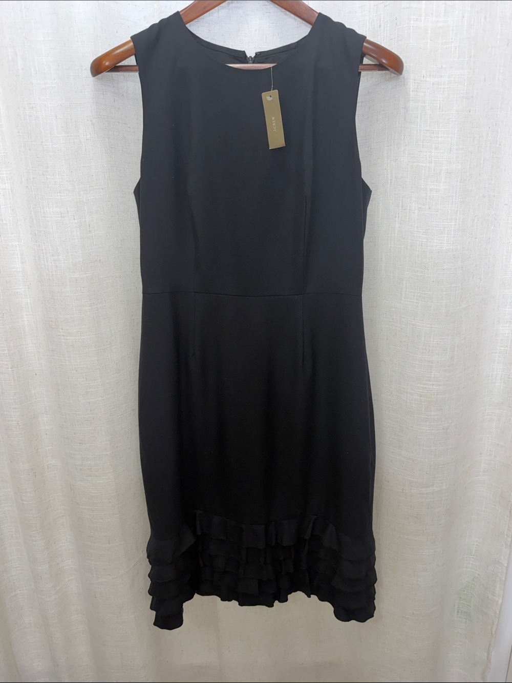 J. Crew Black Sleeveless Dress W/Tiered Bottom Size 8 Brand New W/Tags